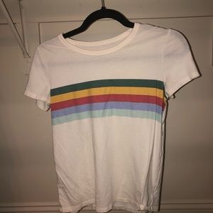 American Eagle Stripped White Tee